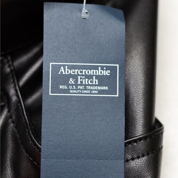 ABERCROMBIE & FITCH Crossover Waist Vegan Faux Leather Jeans Pants Black Sz 27/4 - Picture 14 of 15